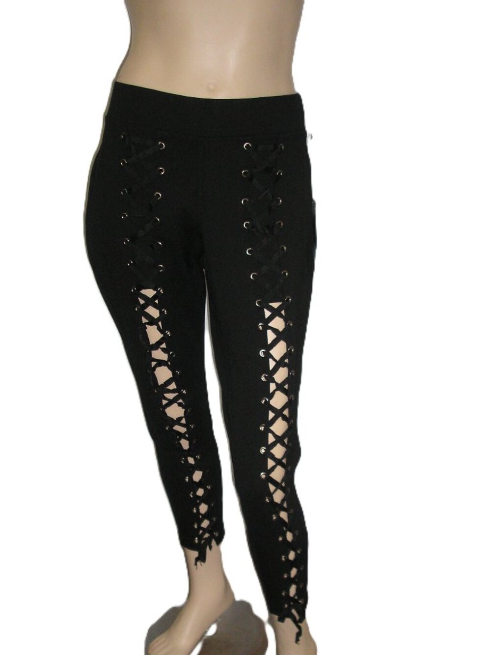 Torrid Lace Up Front Pullon Black Leggings Pants, Size1 / 1X NEW NWT